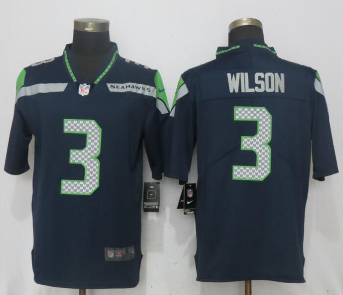Men Seattle Seahawks #3 Wilson Navy Blue 2017 Vapor Untouchable New Nike Limited Player NFL Jerseys
